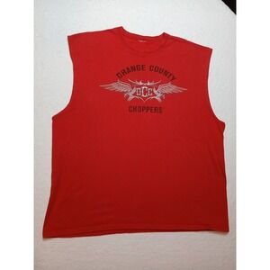 VTG Y2K Orange County Choppers Muscle Tank Top Red Mens XXL Motorcycle Graphic